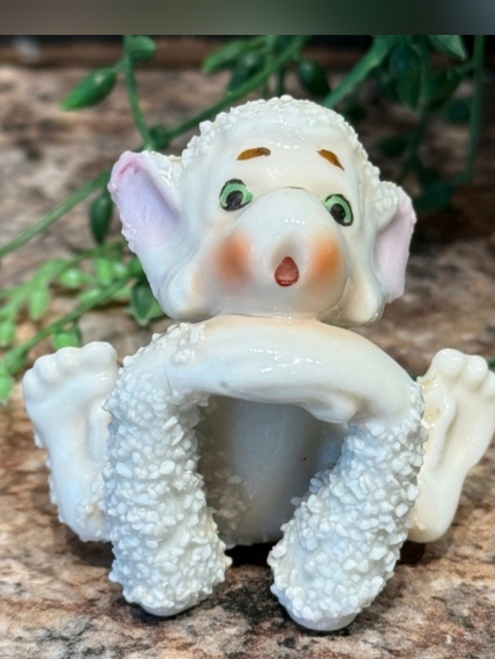Vintage Spaghetti Porcelain Monkey Figurine